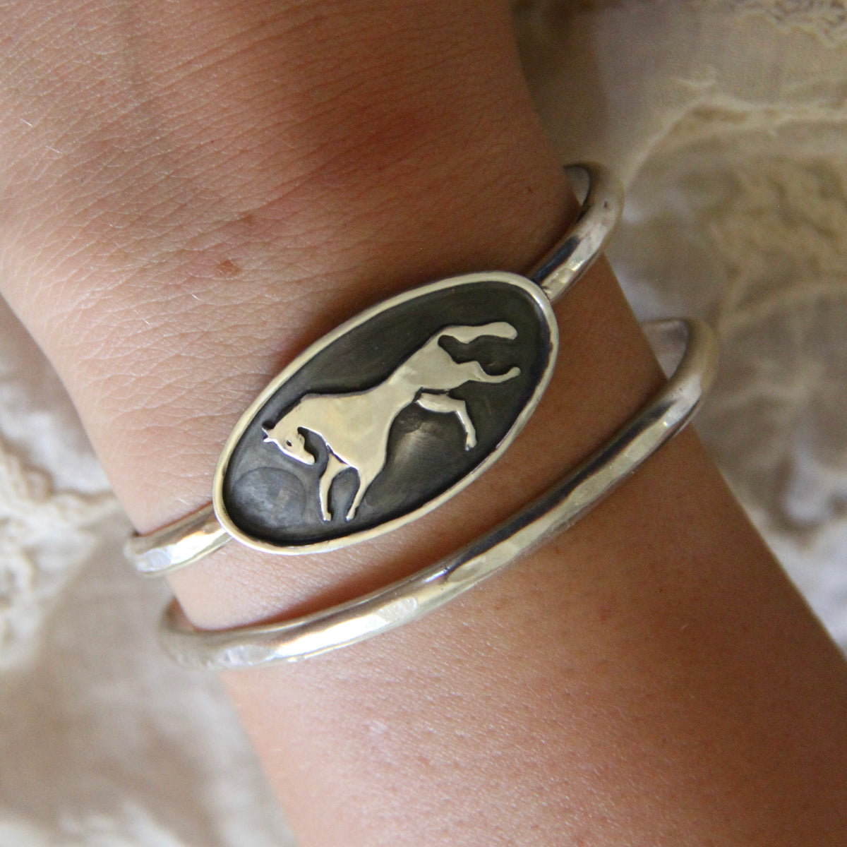 Silver Prancing Horse Cuff