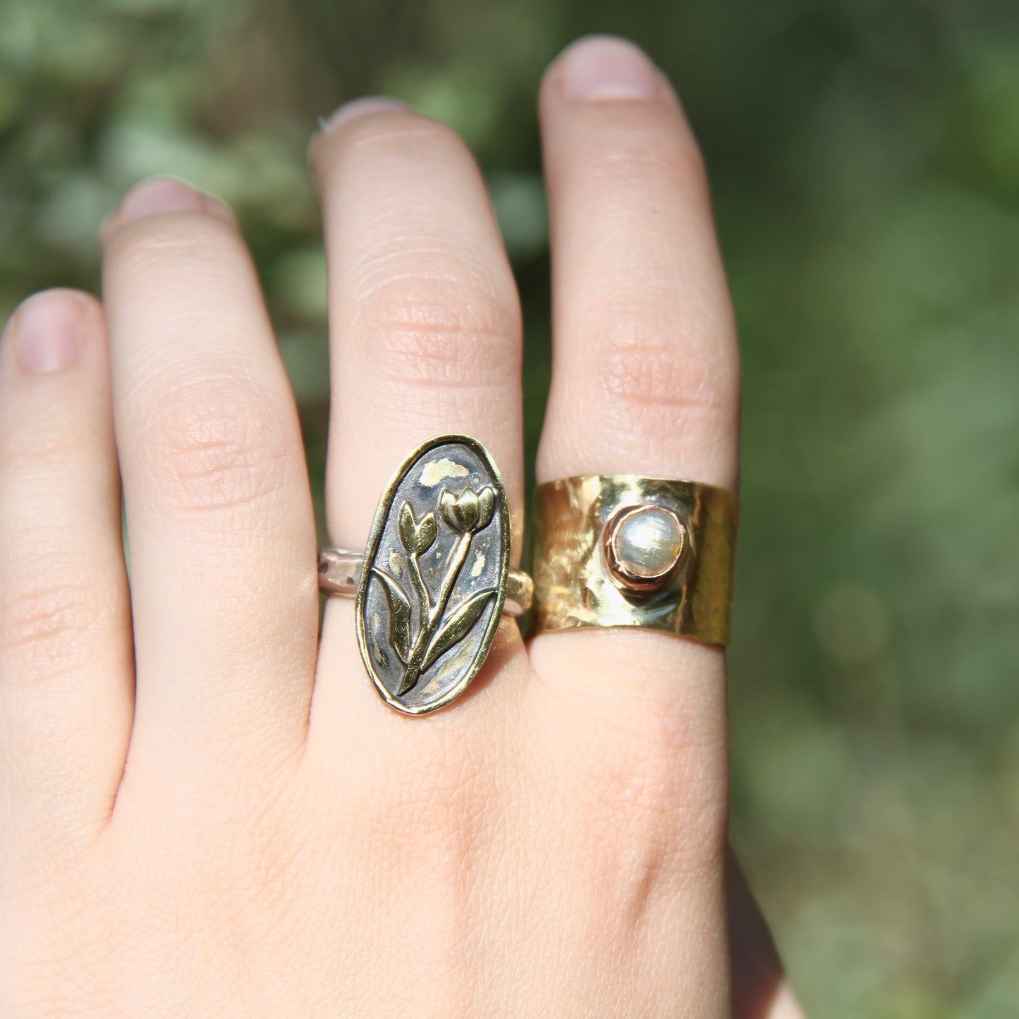 Brass vintage flower ring