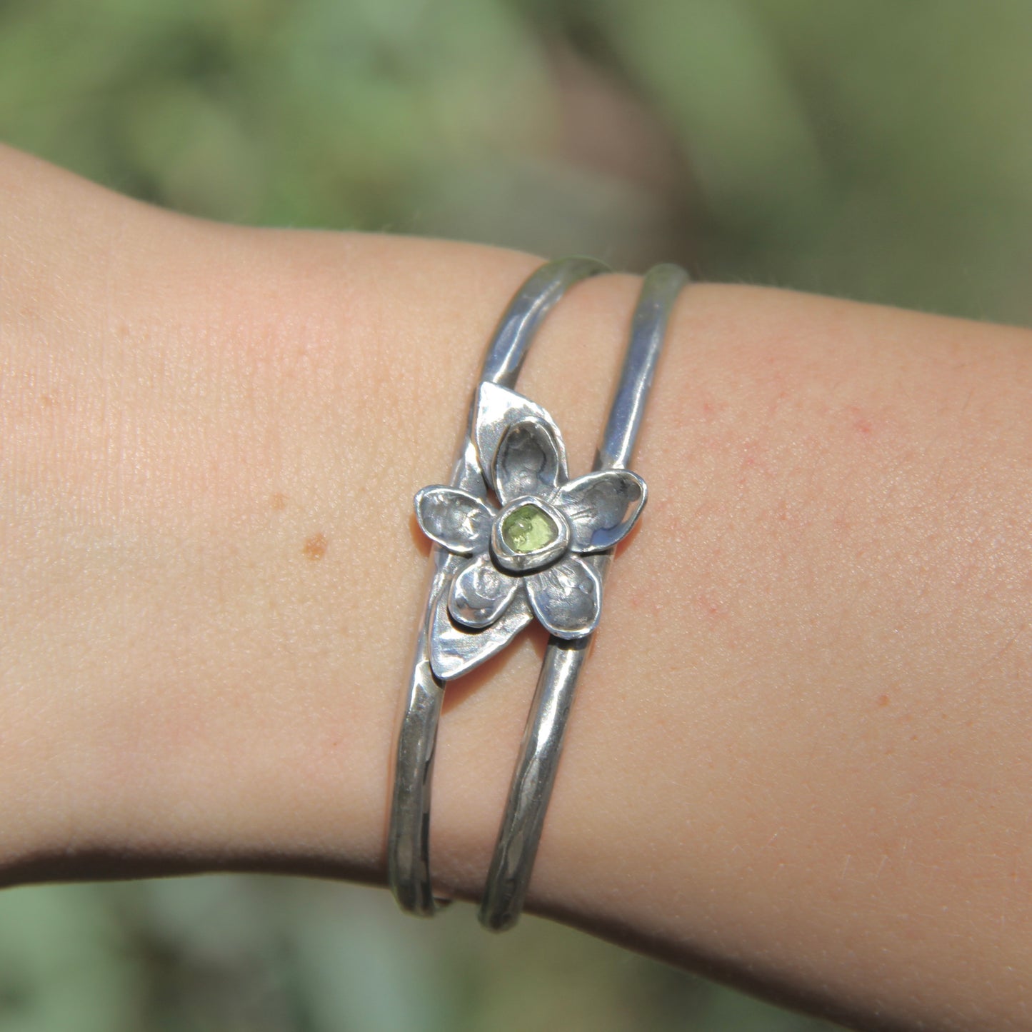Peridot lily bracelet