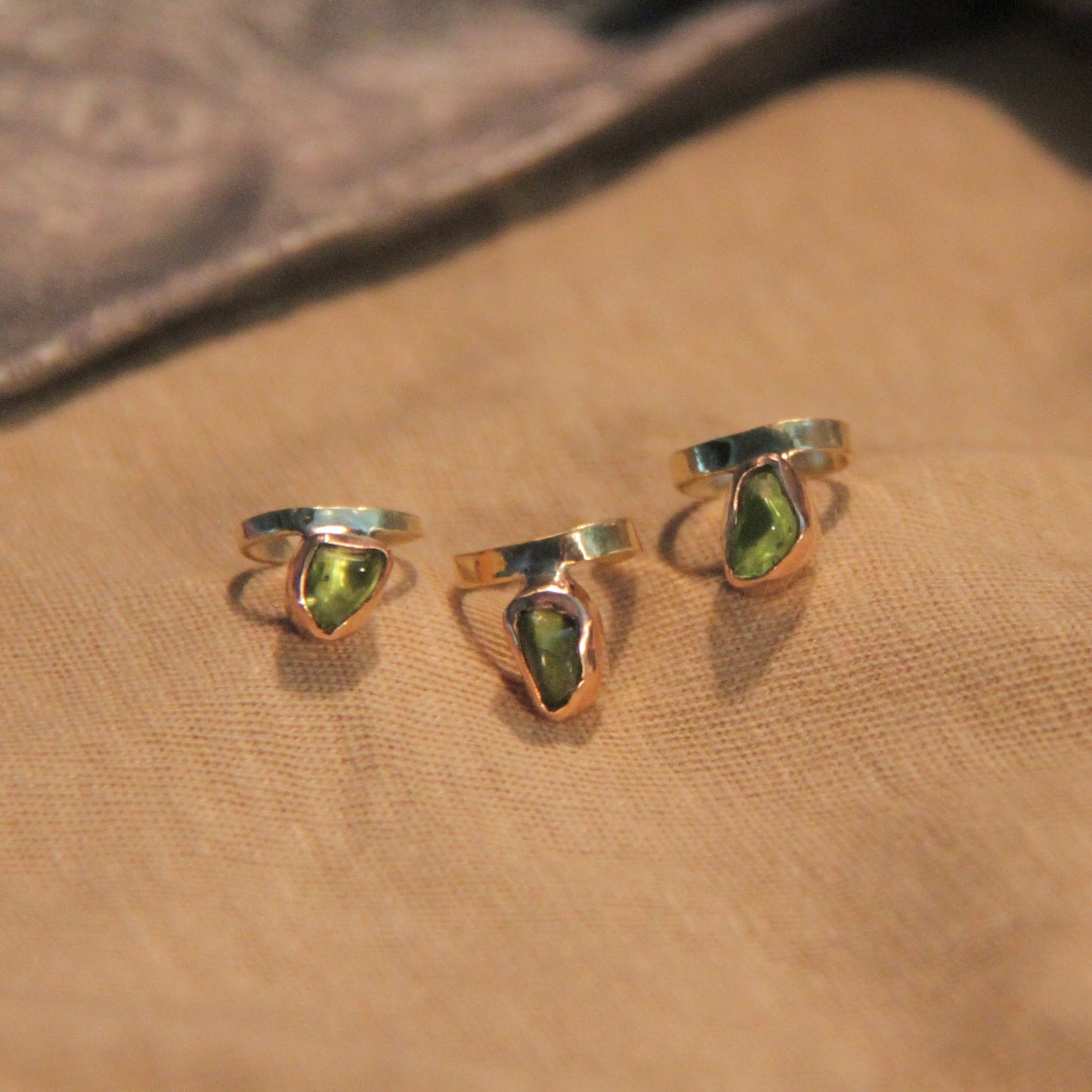 Brass peridot ear cuff