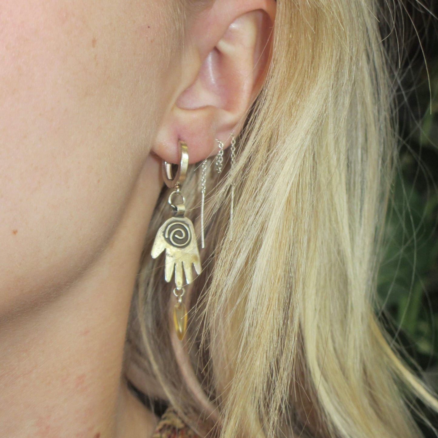 Honey drop hand earrings