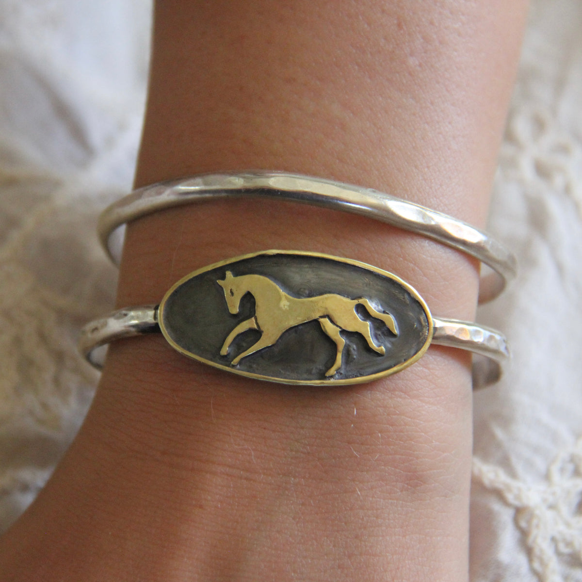 Brass Prancing Horse Cuff