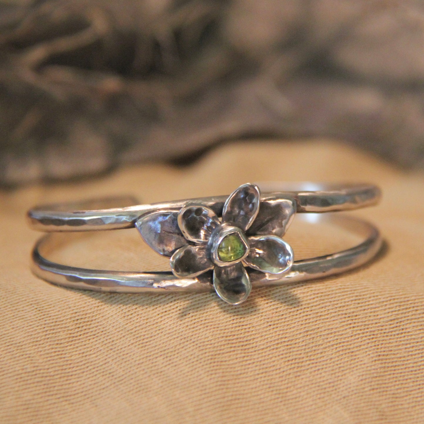 Peridot lily bracelet