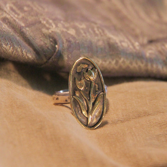 Brass vintage flower ring