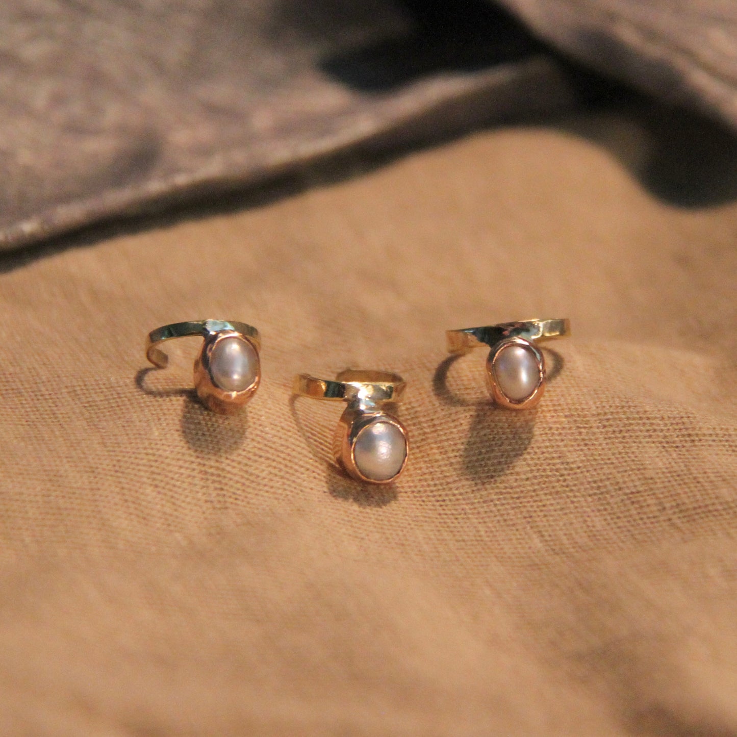 Brass pearl ear cuff